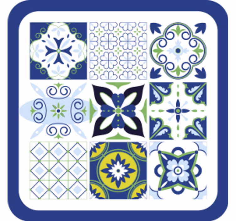 Farverige mønstrede firkanter flise coaster - TenStickers