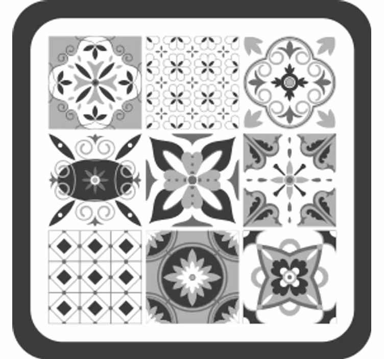 Coaster med geometriske blomsterdesigns - TenStickers