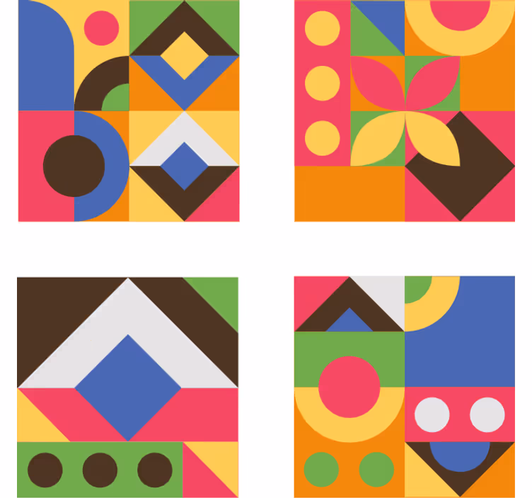 Coaster med farverige geometriske former - TenStickers