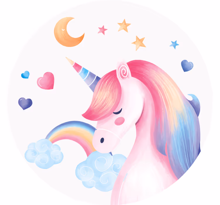 Skør coaster med eventyrlig enhjørning illustration - TenStickers