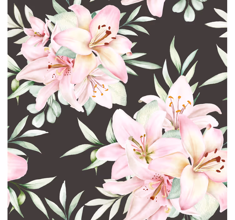 Skør coaster botanisk arrangement med liljer - TenStickers