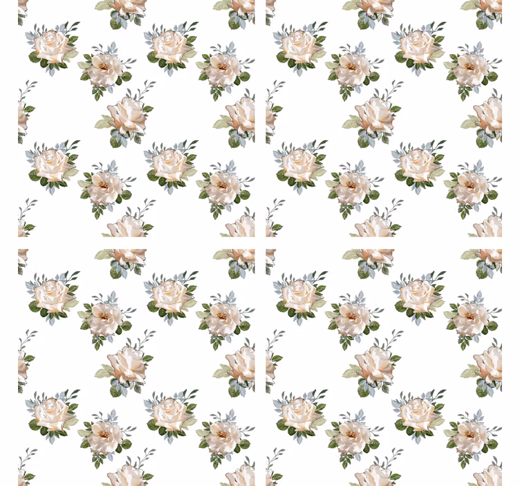 Coaster med blomster mønster på hvid baggrund - TenStickers