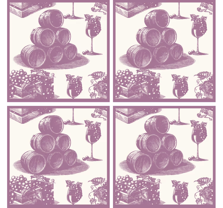 Øl coaster vinfade og glas - TenStickers