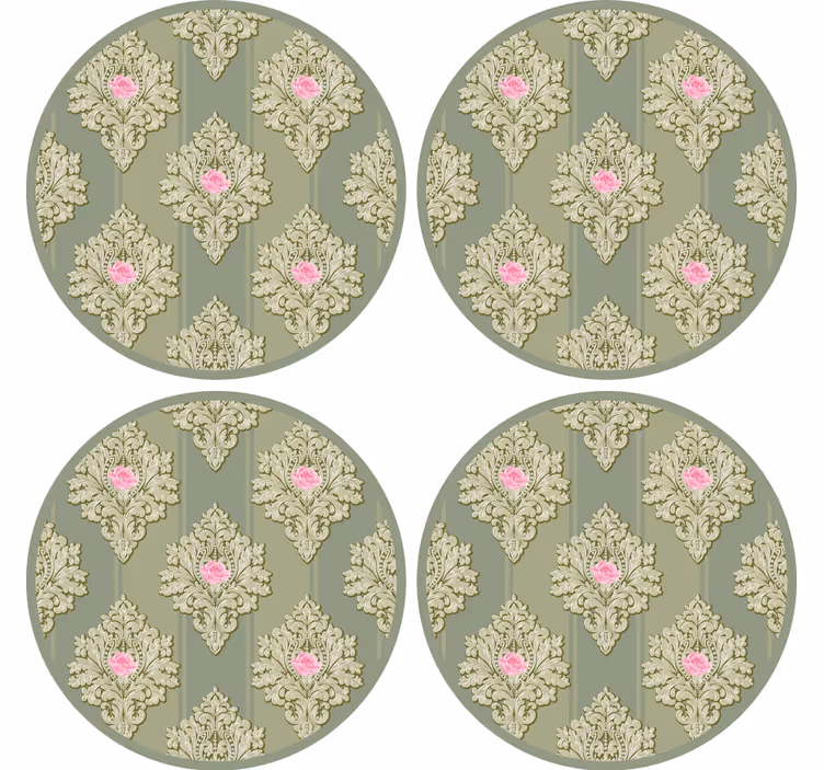 Vintage coaster med detaljeret botanisk element - TenStickers