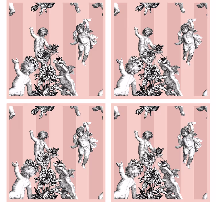 Keruber og blomstermotiv vintage coaster - TenStickers