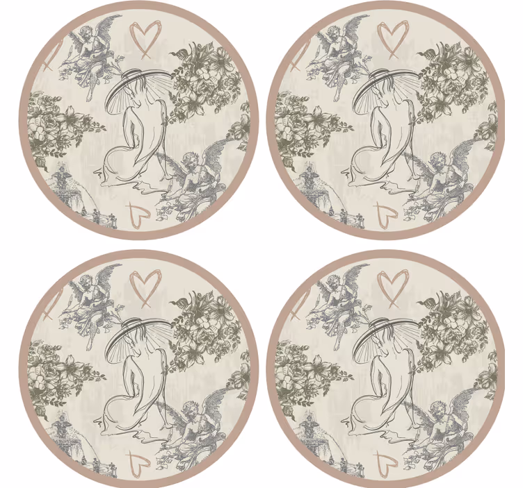 Vintage fransk, romantisk mønster vintage coaster - TenStickers