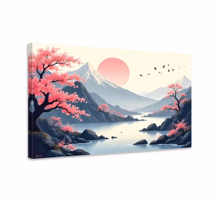 Japansk landskab naturbillede på lærred - TenStickers