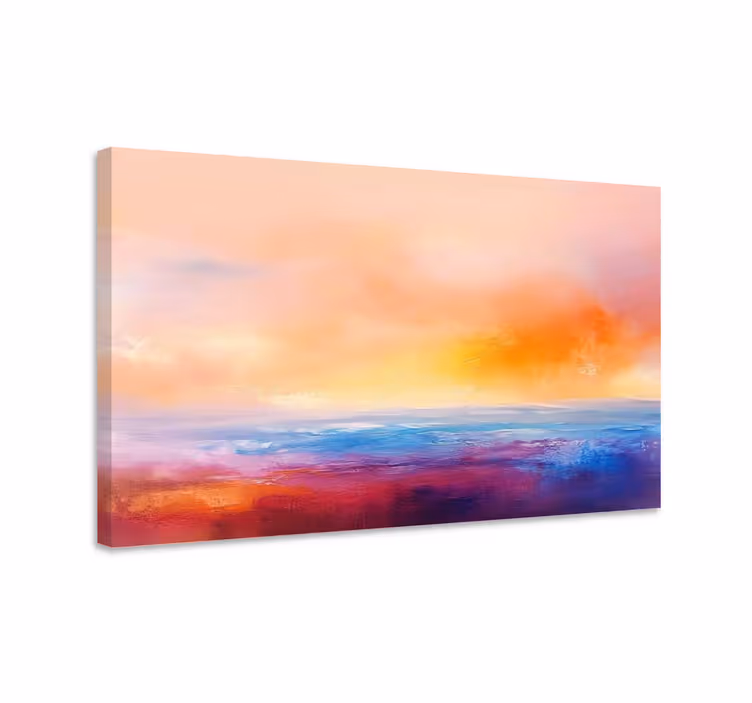 Kunstnerisk solnedgang landskab lærred - TenStickers