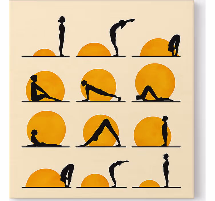 Solyoga-stillinger sport lærredsbillede - TenStickers