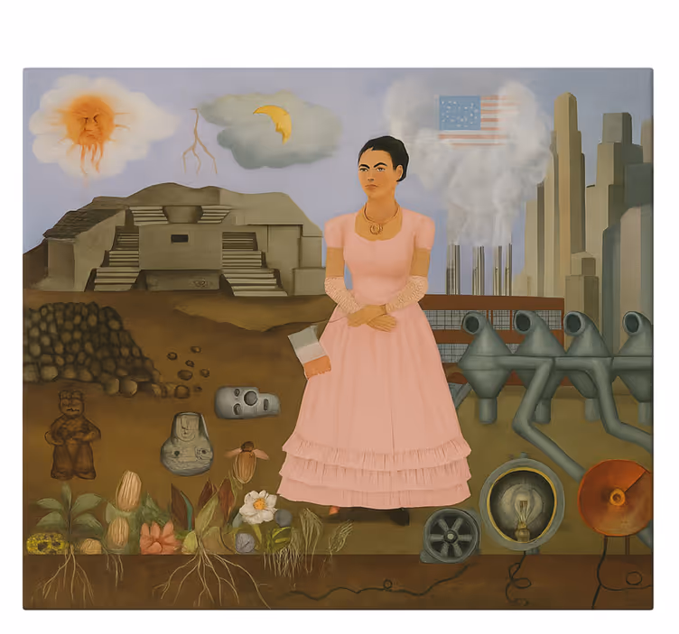 Frida khalo ved grænsen kunst lærredsbillede - TenStickers