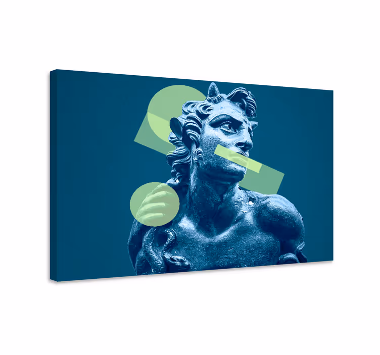 Blåt billede farverige 3d former i vaporwave stil - TenStickers