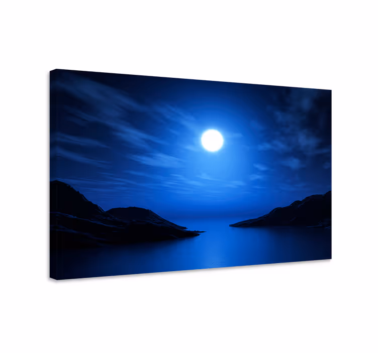 Blåt billede lunar natte scene - TenStickers