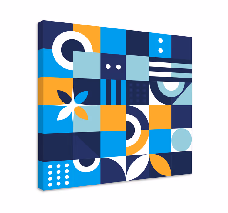 Blåt billede med geometrisk design - TenStickers