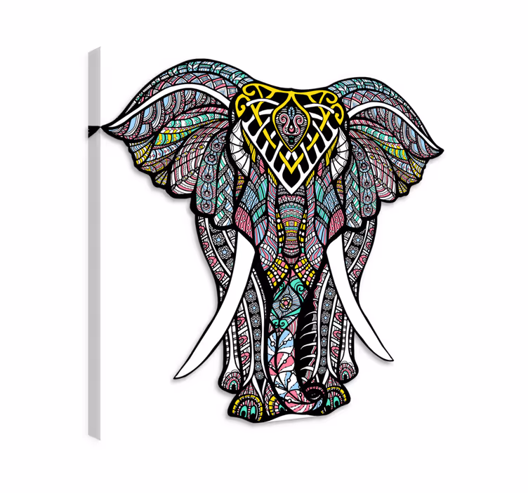 Elefant lærredsbillede vinylmåtte mandala - TenStickers