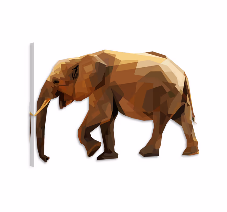Elefant lærredsbillede geometrisk asiatisk elefant - TenStickers