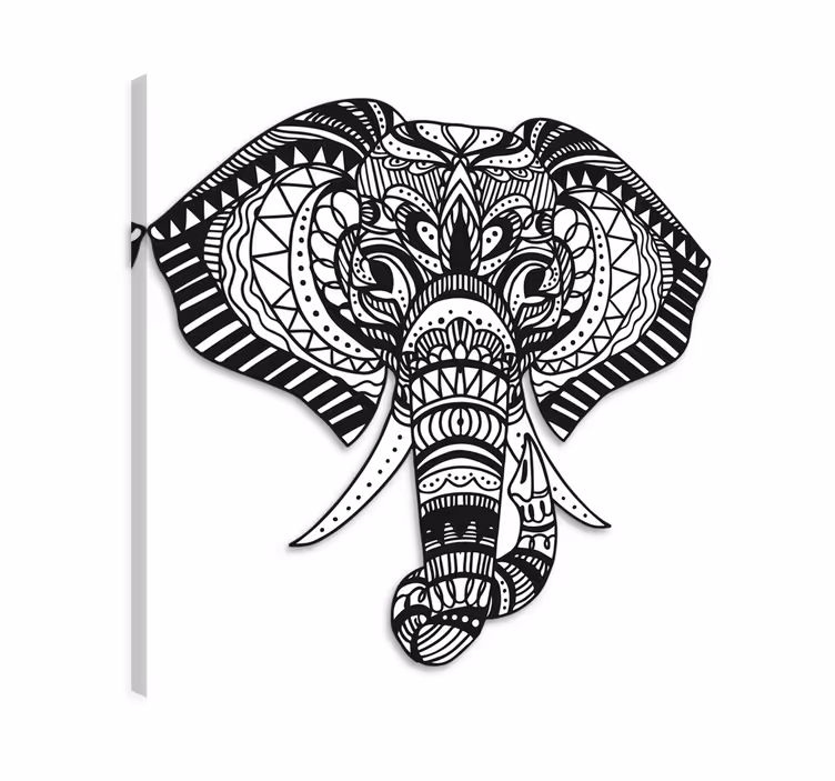 Elefant lærredsbillede etnisk design - TenStickers