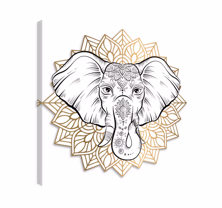 Elefant lærredsbillede mandala elefant - TenStickers