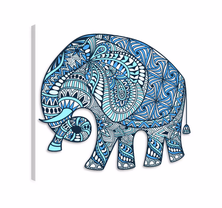 Elefant lærredsbillede med mandala og blomst - TenStickers