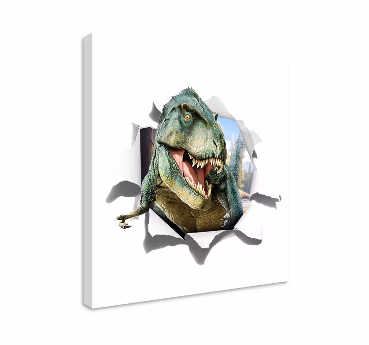 Dinosaur lærredsbillede 3d vred t-rex - TenStickers