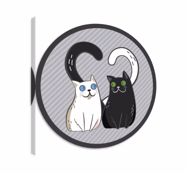 Katte lærredsbillede vinyl tæppe to katte med farvede øjne - TenStickers
