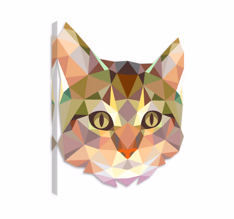 Katte lærredsbillede geometrisk katteansigt - TenStickers