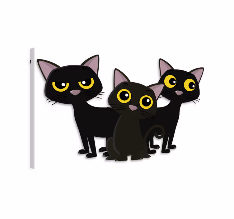 Katte lærredsbillede med sorte katte - TenStickers