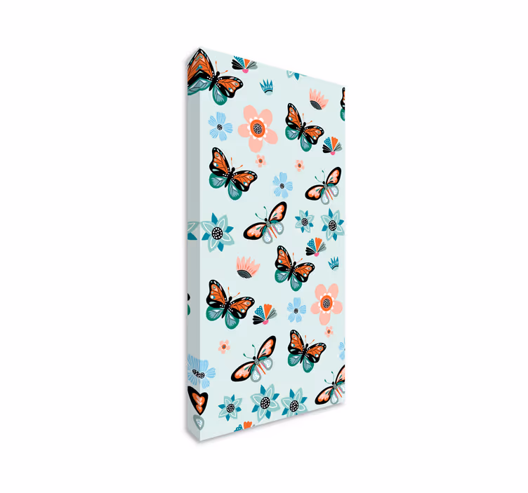 Sommerfugl lærredsbillede med sommerfugle og blomster - TenStickers