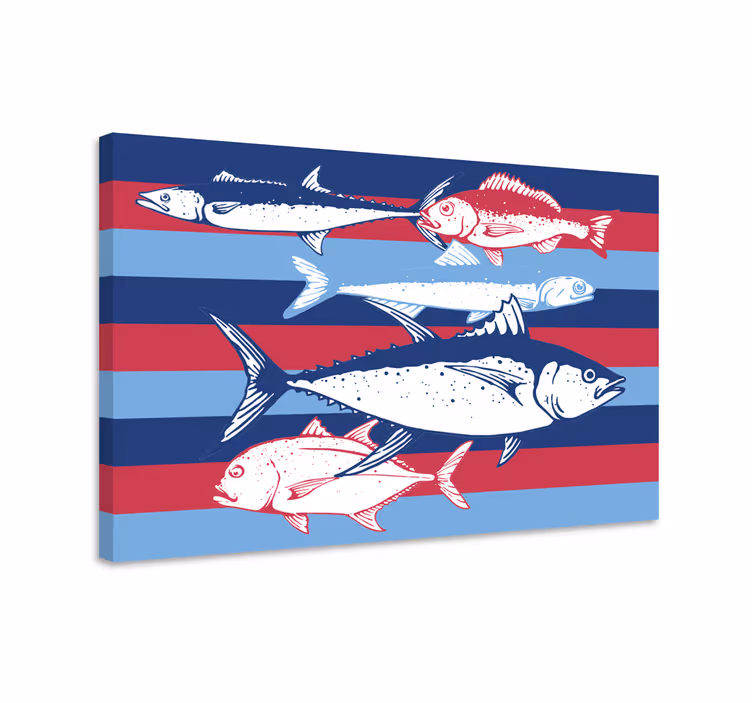 Fisk lærredsbillede håndtegnede fisk - TenStickers