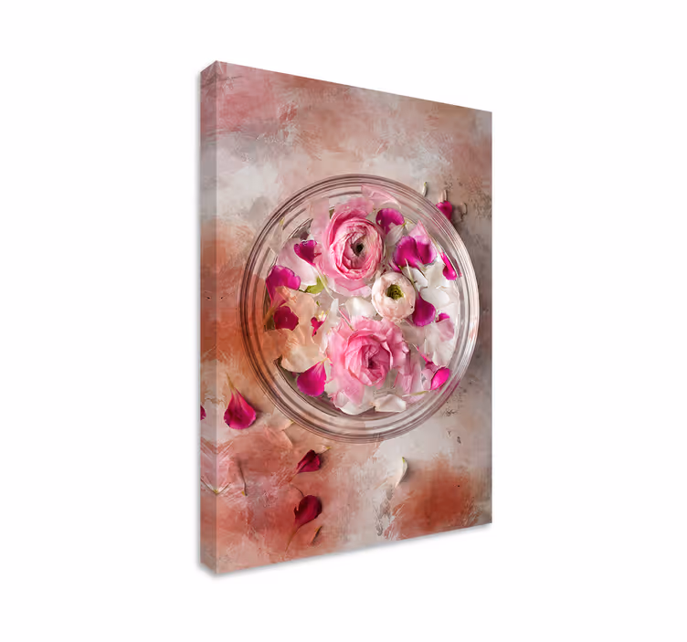 Maleri af skålblomster blomster og planter lærredsbillede - TenStickers