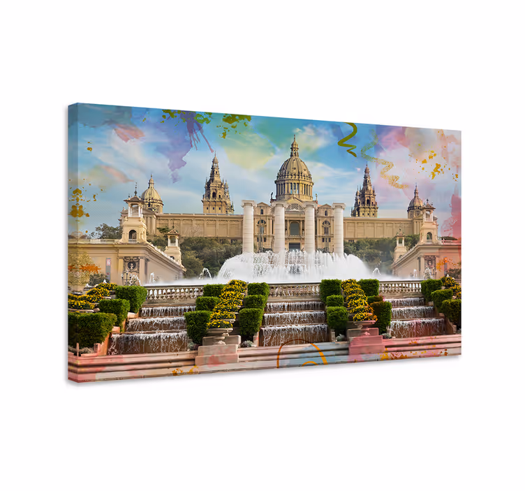 Barcelona montjuic city lærredstryk - TenStickers
