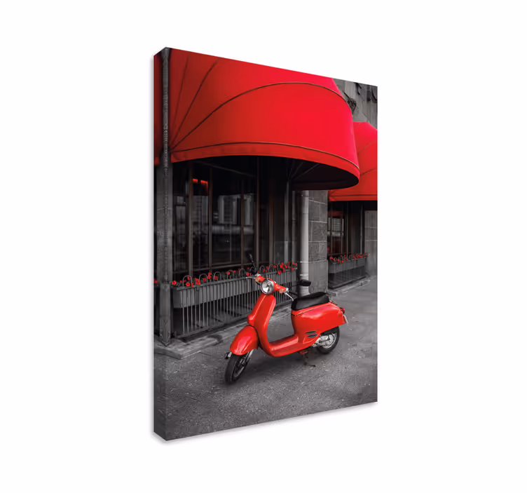 Parkeret rød motor italiensk scooter by lærred - TenStickers
