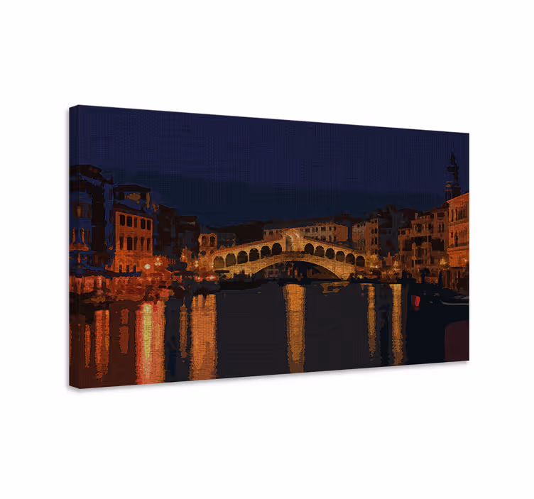 Belyst bro refleksion by lærredsbillede - TenStickers