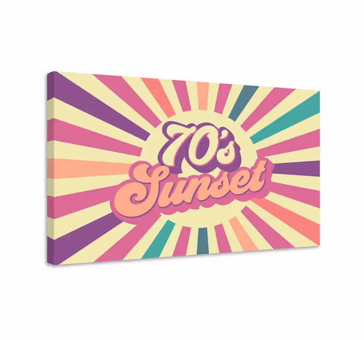 Retro solnedgang grafik andre tekster lærredsbillede - TenStickers