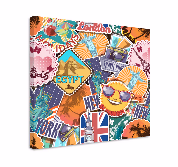 Rejse design canva retro lærredskunst - TenStickers