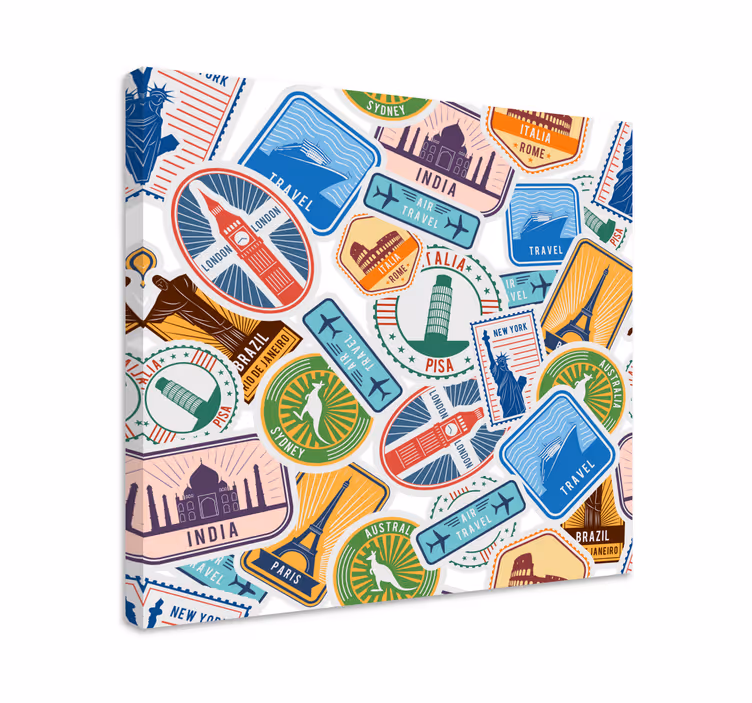 Globale landemærker collage by lærredsbillede - TenStickers