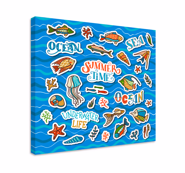Ocean sticker collage børn lærred - TenStickers