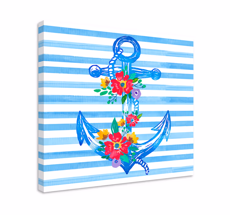 Blomsteranker illustration marine lærredsbillede - TenStickers
