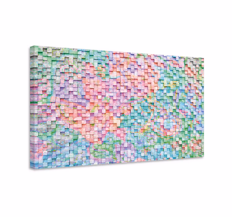 Kvadratfarvet mosaik lærredstryk - TenStickers