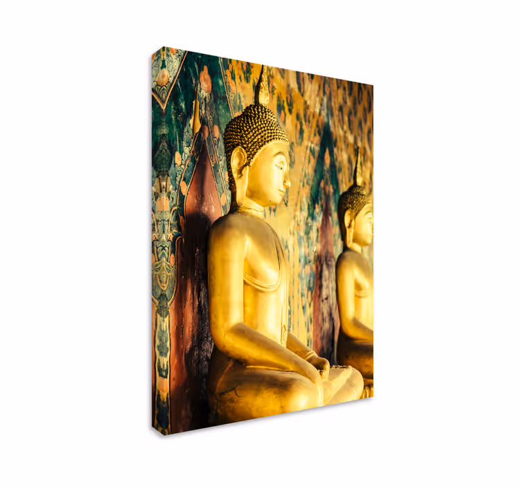 Buddha lærredsbillede gyldne buddhafigurer - TenStickers