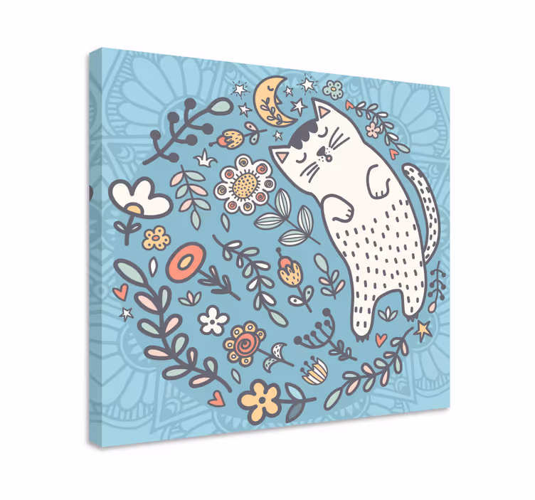 Yndig kat mandala lærred væg kunst - TenStickers