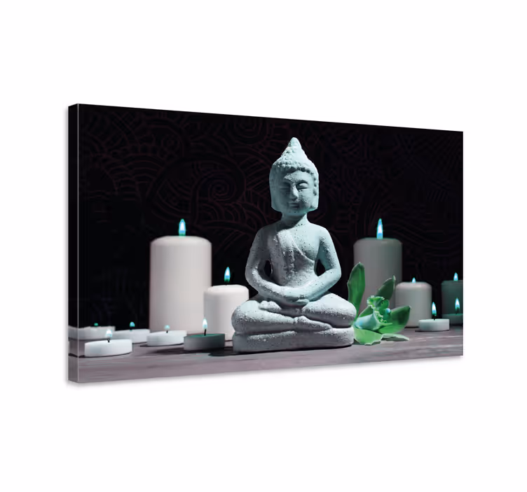 Buddha lærredsbillede med meditationsstatue - TenStickers
