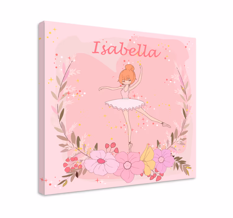 Personlig blomster ballerina lærred - TenStickers