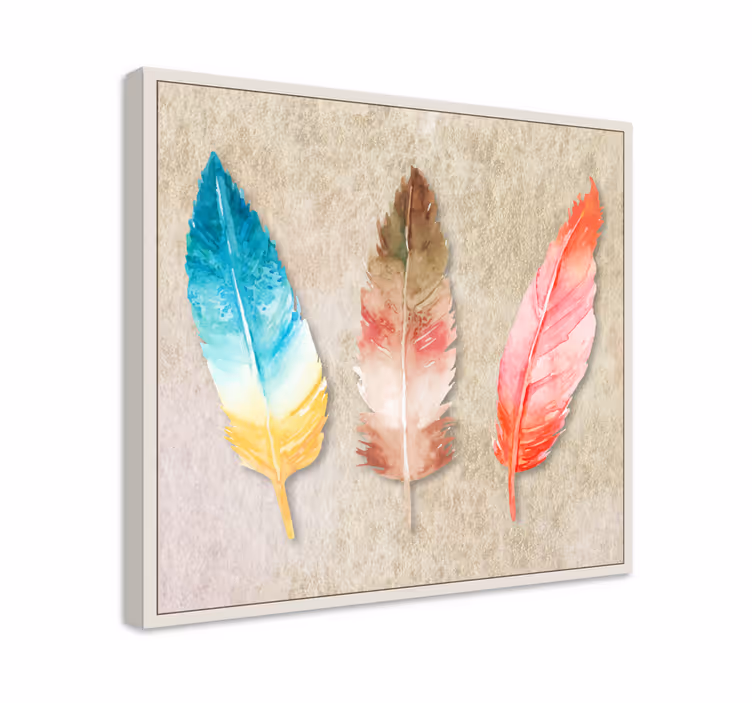 Plumas pintadas de acuarela lærred væg kunst - TenStickers