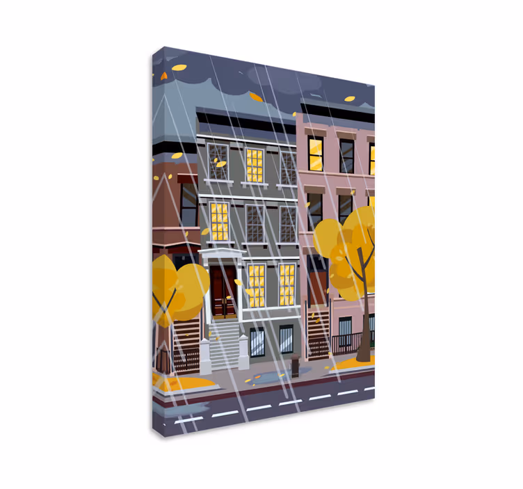 New york regn lærred kunsttryk - TenStickers