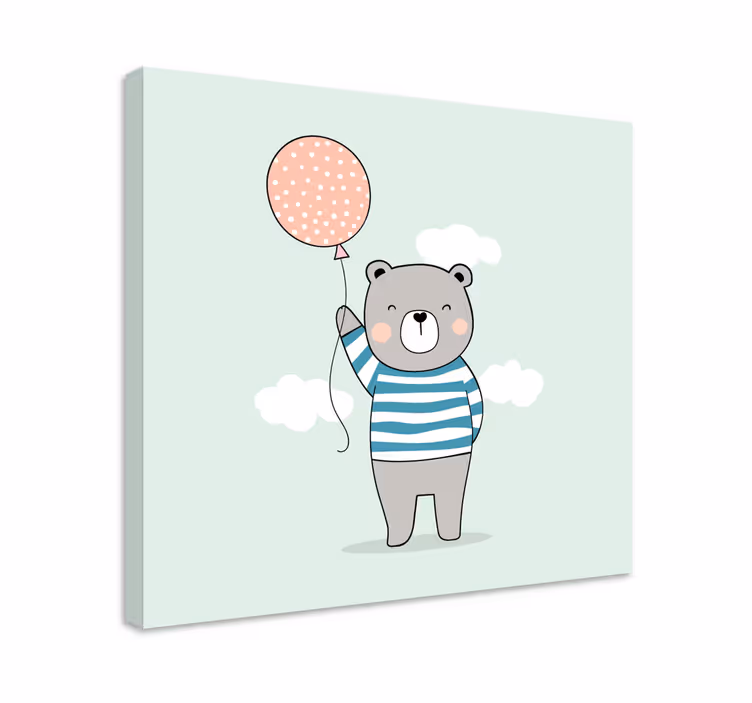 3d lærred sød bjørn ballon - TenStickers