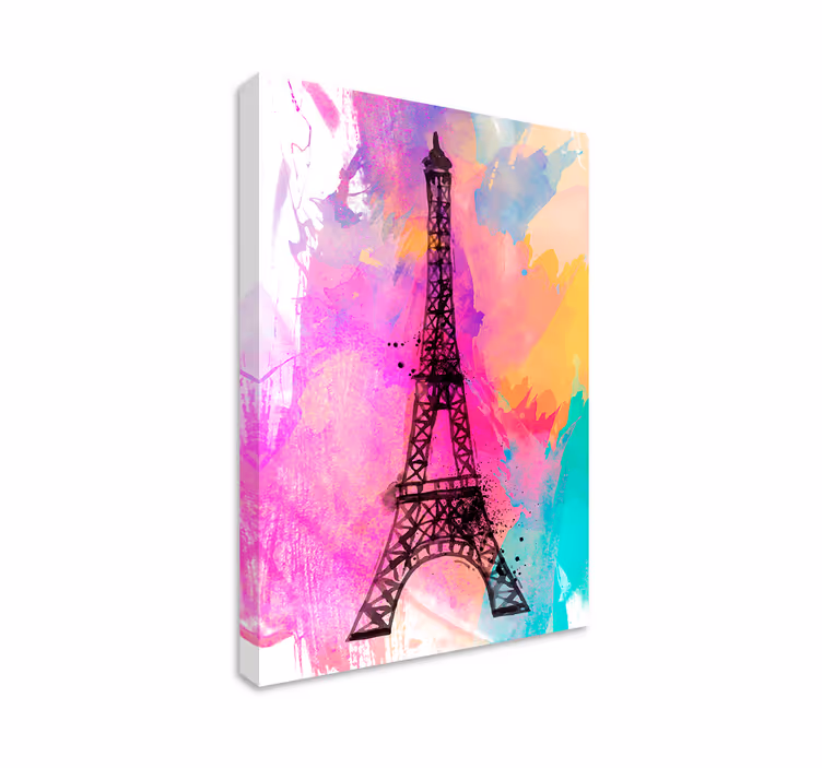 Paris eiffeltårnet farverige by lærredstryk - TenStickers