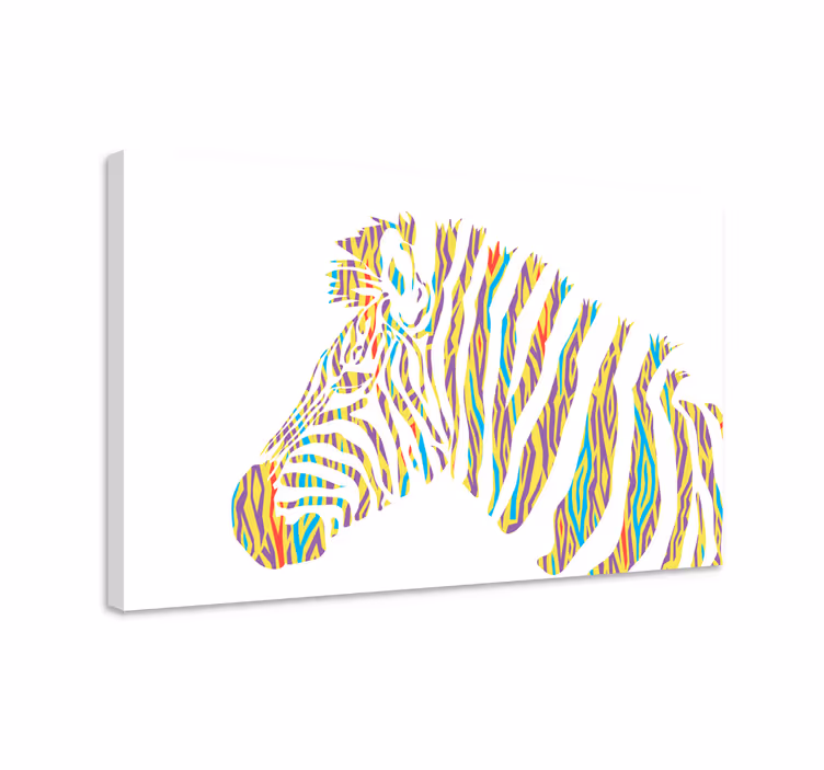 Dyre billeder på lærred farverig zebra hoved - TenStickers
