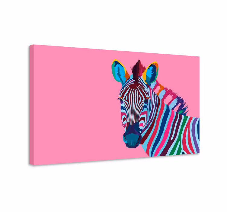 Regnbue zebra lærred udskrivning - TenStickers