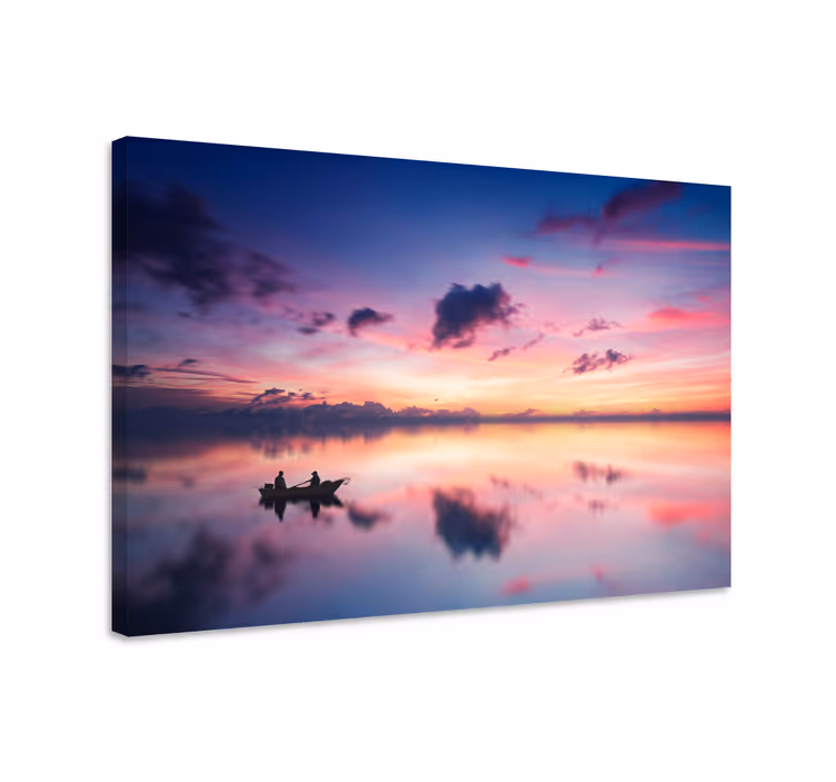 Sø solnedgang landskab lærred - TenStickers