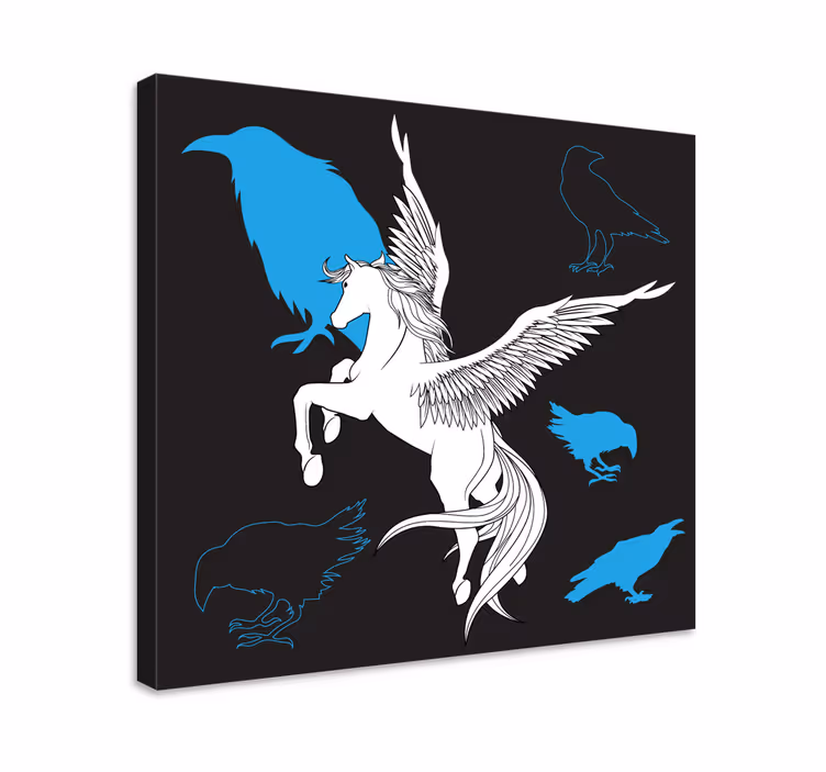 Pegasus og krager hest lærred - TenStickers